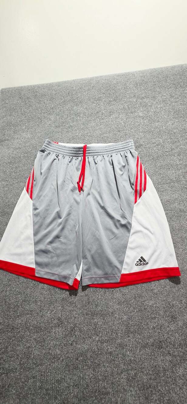 Adidas Basketball Athletic Shorts Gray White Red Size 2XL 6XO
